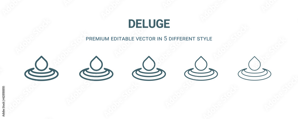 deluge icon in 5 different style. Thin, light, regular, bold, black ...