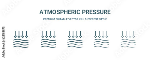 atmospheric pressure icon in 5 different style. Thin, light, regular, bold, black atmospheric pressure icon isolated on white background.