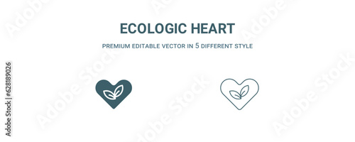 ecologic heart icon. Filled and line ecologic heart icon from user interface collection. Outline vector isolated on white background. Editable ecologic heart symbol