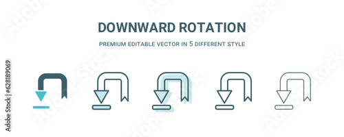 downward rotation icon in 5 different style. Outline, filled, two color, thin downward rotation icon isolated on white background. Editable vector can be used web and mobile