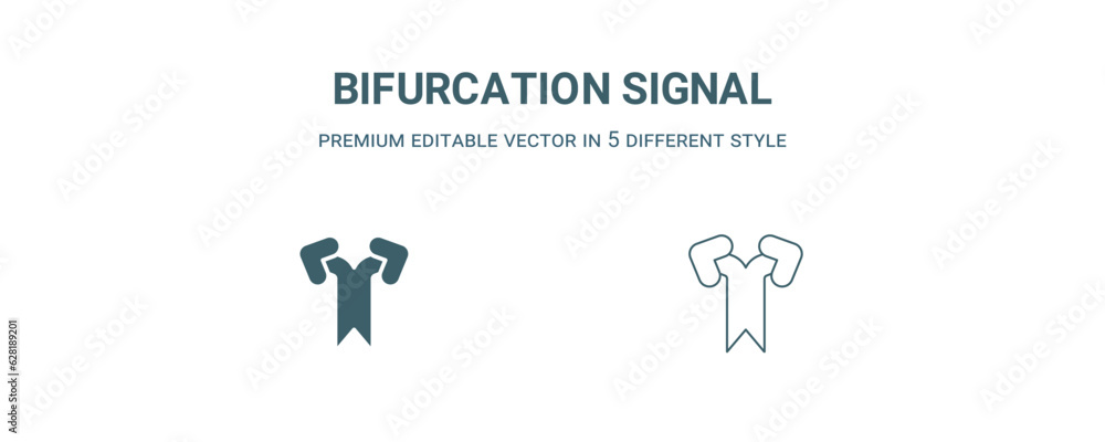 bifurcation signal icon. Filled and line bifurcation signal icon from user interface collection. Outline vector isolated on white background. Editable bifurcation signal symbol