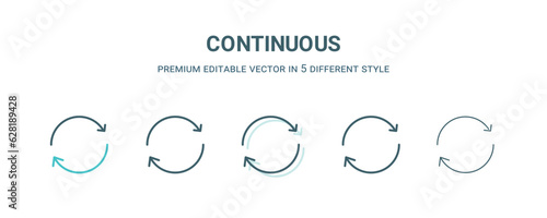 continuous icon in 5 different style. Outline, filled, two color, thin continuous icon isolated on white background. Editable vector can be used web and mobile