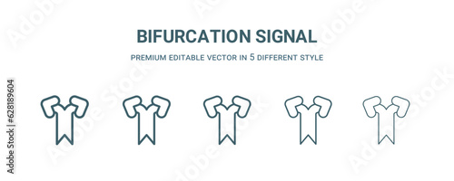 bifurcation signal icon in 5 different style. Thin, light, regular, bold, black bifurcation signal icon isolated on white background.