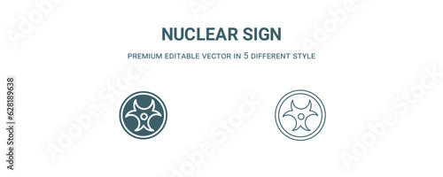 nuclear sign icon. Filled and line nuclear sign icon from traffic signs collection. Outline vector isolated on white background. Editable nuclear sign symbol