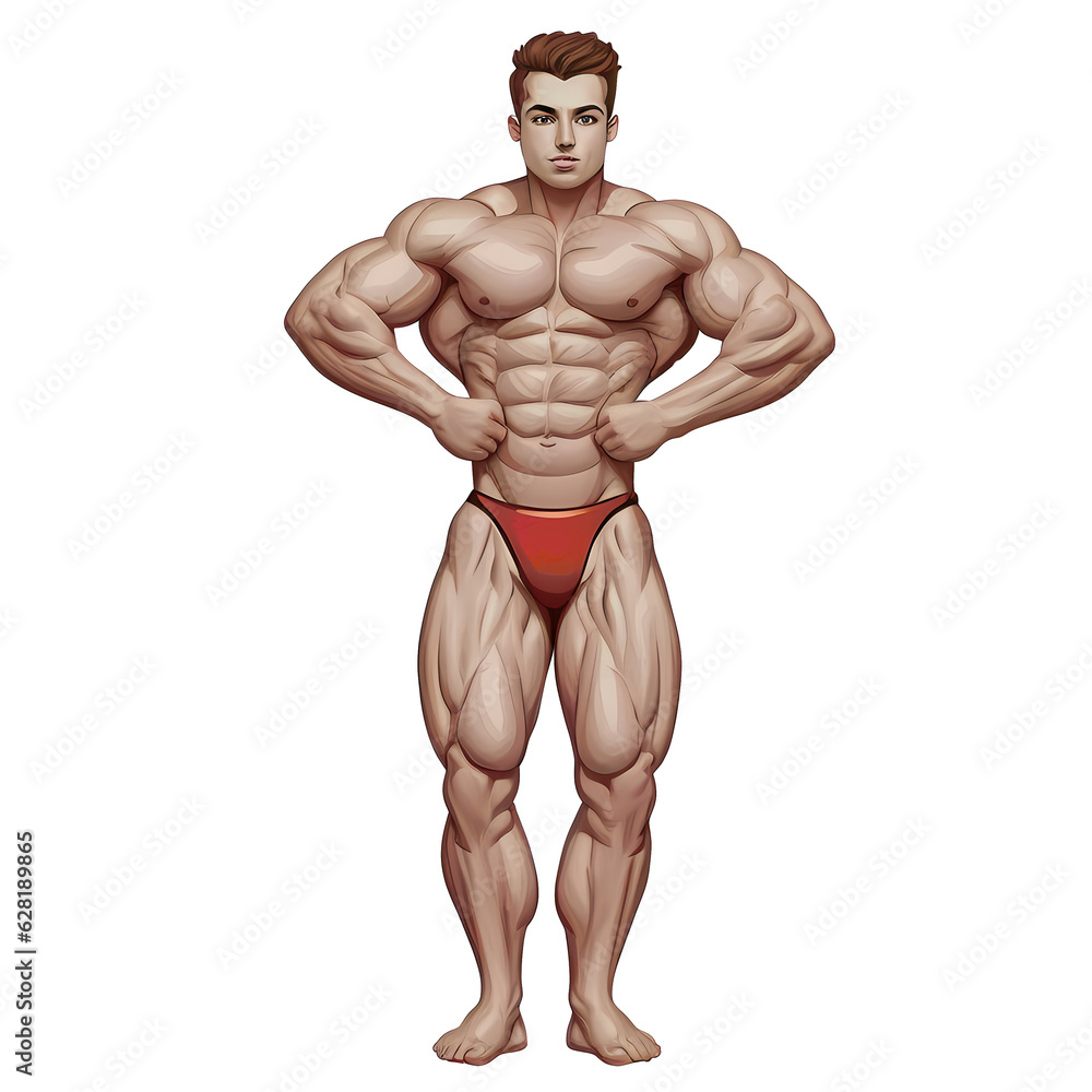 Bodybuilder man vector illustration, transparent png, Generative AI Bodybuilder man vector illustration, transparent png, Generative AI