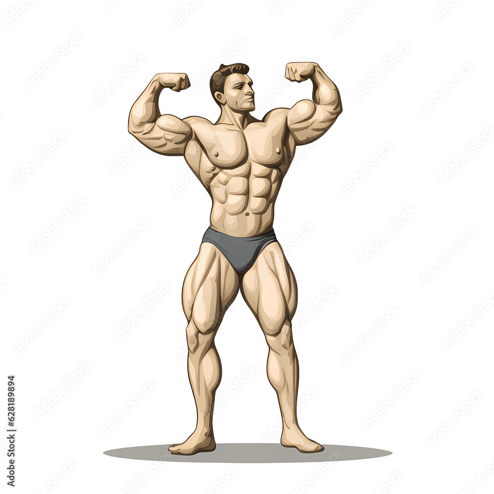 Fototapeta premium Bodybuilder man vector illustration, transparent png, Generative AI 