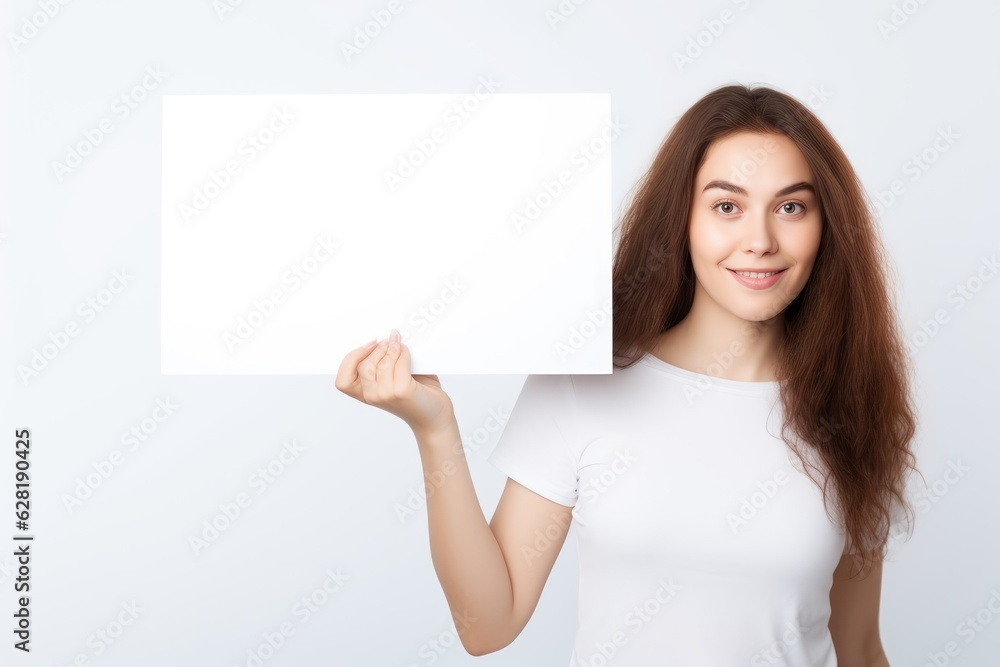 Woman Holding a Blank Sign