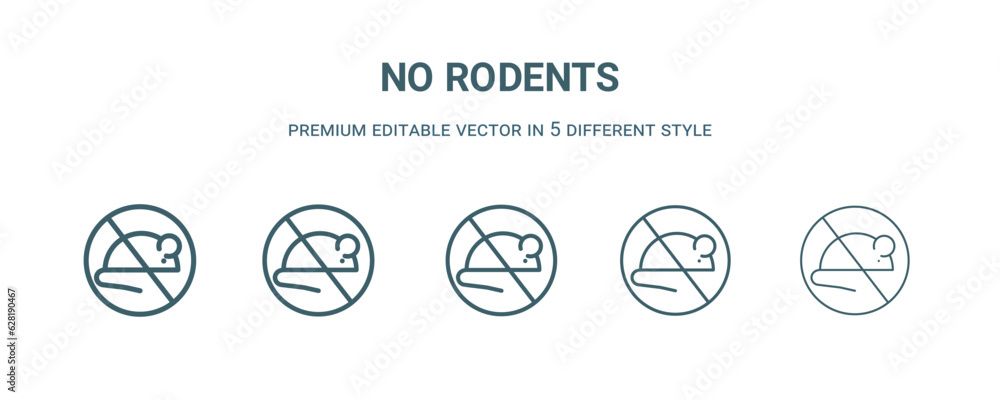 no rodents icon in 5 different style. Thin, light, regular, bold, black no rodents icon isolated on white background. no rodents icon in 5 different style. Thin, light, regular, bold, black no rodents icon isolated on white background.