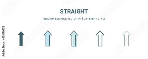 straight icon in 5 different style. Outline, filled, two color, thin straight icon isolated on white background. Editable vector can be used web and mobile