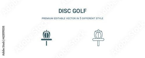 disc golf icon. Filled line disc golf icon from summer collection. Outline vector isolated on white background. Editable disc golf symbol