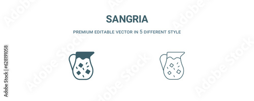 sangria icon. Filled line sangria icon from summer collection. Outline vector isolated on white background. Editable sangria symbol