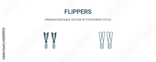 flippers icon. Filled line flippers icon from summer collection. Outline vector isolated on white background. Editable flippers symbol