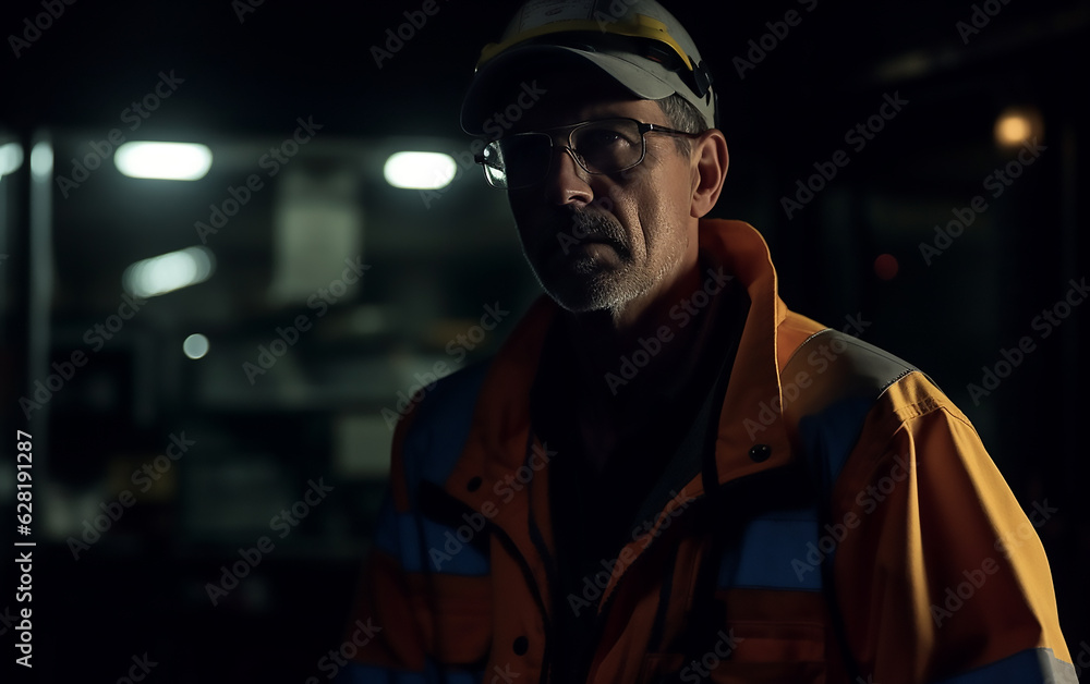 Obraz premium Man working at night shift.