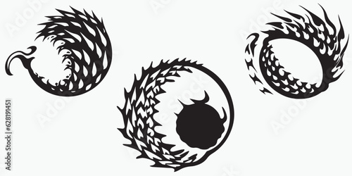 Set of silhouette Fire Golf ball vector illustration