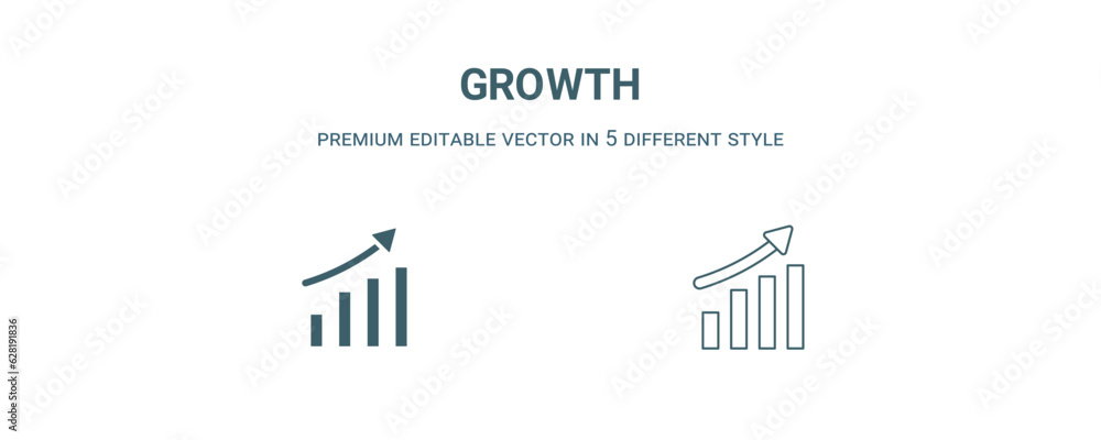 Fototapeta premium growth icon. Filled and line growth icon from strategy collection. Outline vector isolated on white background. Editable growth symbol
