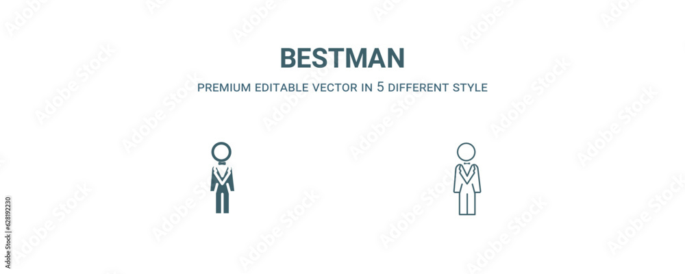 bestman icon. Filled and line bestman icon from people collection. Outline vector isolated on white background. Editable bestman symbol