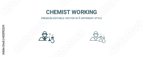 chemist working icon. Filled and line chemist working icon from people collection. Outline vector isolated on white background. Editable chemist working symbol