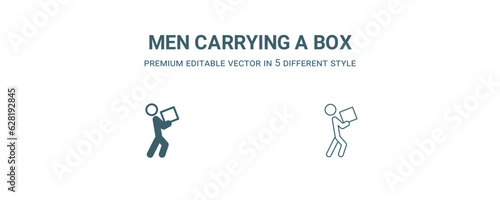 men carrying a box icon. Filled and line men carrying a box icon from people collection. Outline vector isolated on white background. Editable men carrying a box symbol © Abstract
