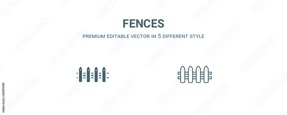 fences icon. Filled and line fences icon from nature collection. Outline vector isolated on white background. Editable fences symbol