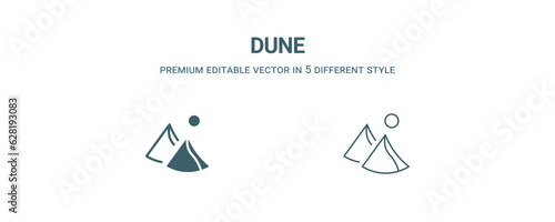 dune icon. Filled and line dune icon from nature collection. Outline vector isolated on white background. Editable dune symbol