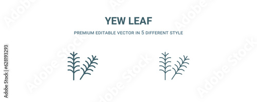 yew leaf icon. Filled and line yew leaf icon from nature collection. Outline vector isolated on white background. Editable yew leaf symbol
