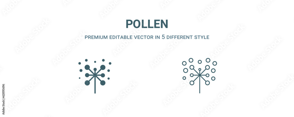 pollen icon. Filled and line pollen icon from nature collection. Outline vector isolated on white background. Editable pollen symbol