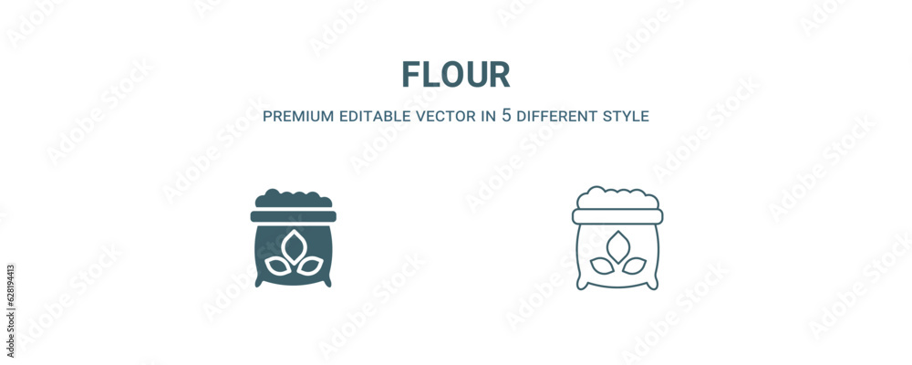 flour icon. Filled and line flour icon from kitchen collection. Outline vector isolated on white background. Editable flour symbol