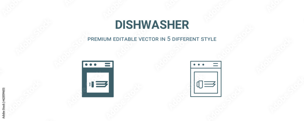 dishwasher icon. Filled and line dishwasher icon from kitchen collection. Outline vector isolated on white background. Editable dishwasher symbol dishwasher icon. Filled and line dishwasher icon from kitchen collection. Outline vector isolated on white background. Editable dishwasher symbol