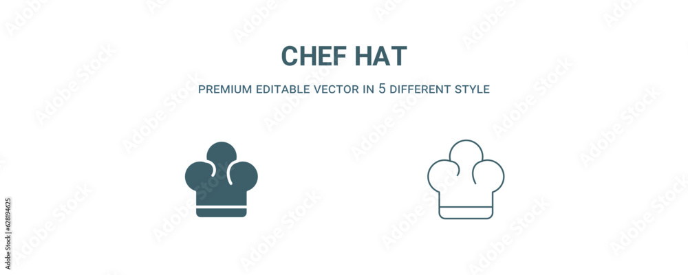 Fototapeta premium chef hat icon. Filled and line chef hat icon from kitchen collection. Outline vector isolated on white background. Editable chef hat symbol