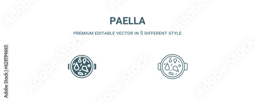 paella icon. Filled and line paella icon from kitchen collection. Outline vector isolated on white background. Editable paella symbol