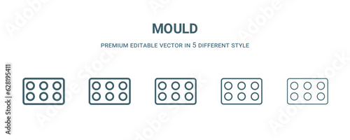 mould icon in 5 different style. Thin  light  regular  bold  black mould icon isolated on white background. Editable vector