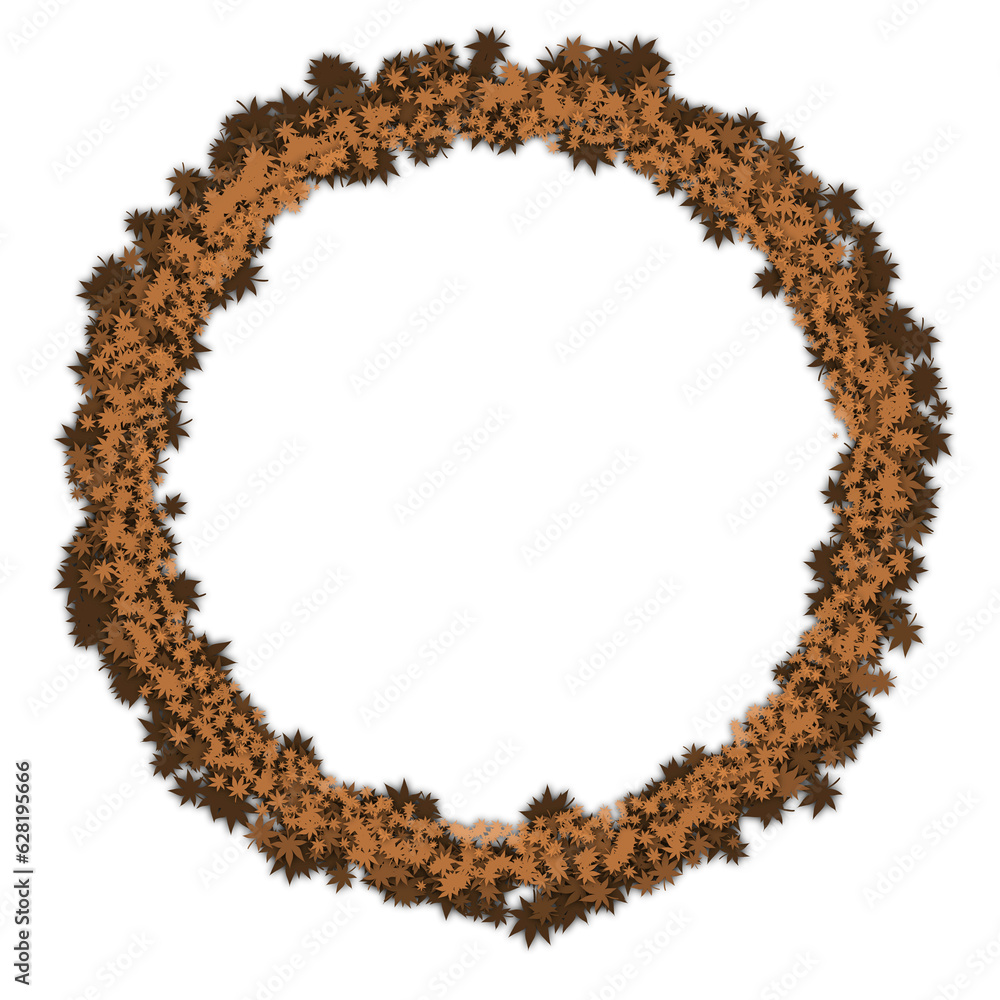 auntum fall brown maple leaf wreath circle frame with shadow element design auntum fall brown maple leaf wreath circle frame with shadow element design