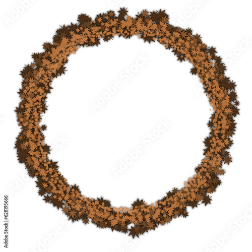 auntum fall brown maple leaf wreath circle frame with shadow element design