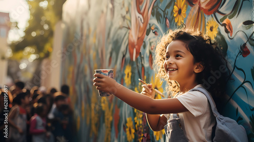 young children create a mural  © ginstudio