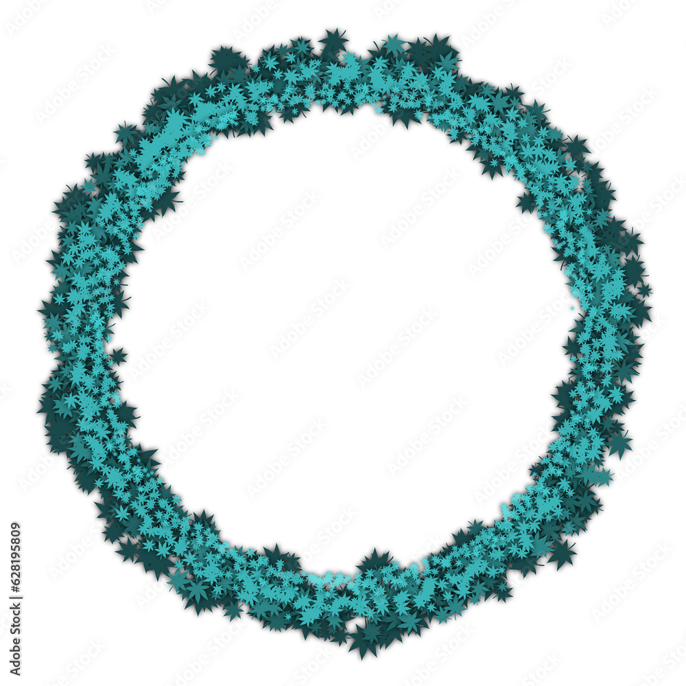 turquoise maple leaf wreath circle frame with shadow element design turquoise maple leaf wreath circle frame with shadow element design