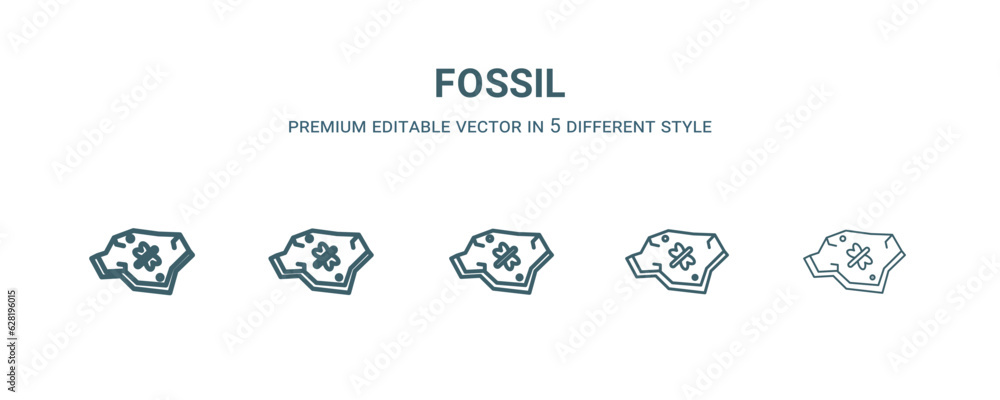 fossil icon in 5 different style. Thin, light, regular, bold, black fossil icon isolated on white background. Editable vector fossil icon in 5 different style. Thin, light, regular, bold, black fossil icon isolated on white background. Editable vector