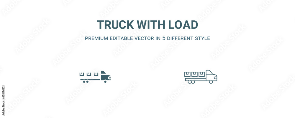 truck with load icon. Thin line truck with load icon from construction collection. Outline vector isolated on white background. Editable truck with load symbol can be used web and mobile