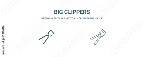big clippers icon. Thin line big clippers icon from construction collection. Outline vector isolated on white background. Editable big clippers symbol can be used web and mobile