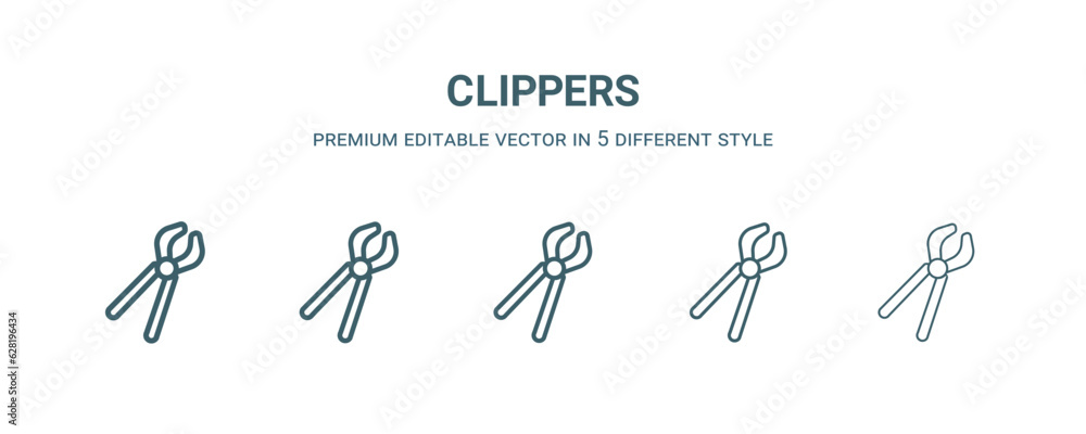 clippers icon in 5 different style.Thin, light, regular, bold, black clippers icon isolated on white background. Editable vector clippers icon in 5 different style.Thin, light, regular, bold, black clippers icon isolated on white background. Editable vector