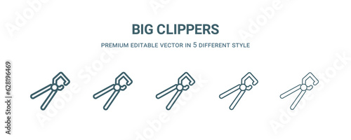 big clippers icon in 5 different style.Thin, light, regular, bold, black big clippers icon isolated on white background. Editable vector
