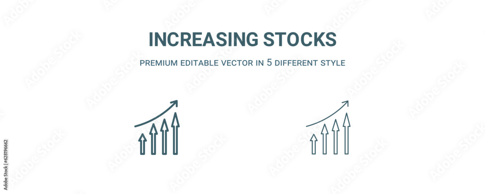 increasing stocks icon. Filled and line increasing stocks icon from business and analytics collection. Outline vector isolated on white background. Editable increasing stocks symbol