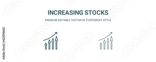 increasing stocks icon. Filled and line increasing stocks icon from business and analytics collection. Outline vector isolated on white background. Editable increasing stocks symbol