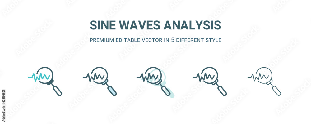 sine waves analysis icon in 5 different style. Outline, filled, two color, thin sine waves analysis icon isolated on white background. Editable vector can be used web and mobile sine waves analysis icon in 5 different style. Outline, filled, two color, thin sine waves analysis icon isolated on white background. Editable vector can be used web and mobile
