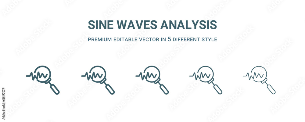 sine waves analysis icon in 5 different style. Thin, light, regular, bold, black sine waves analysis icon isolated on white background. Editable vector sine waves analysis icon in 5 different style. Thin, light, regular, bold, black sine waves analysis icon isolated on white background. Editable vector