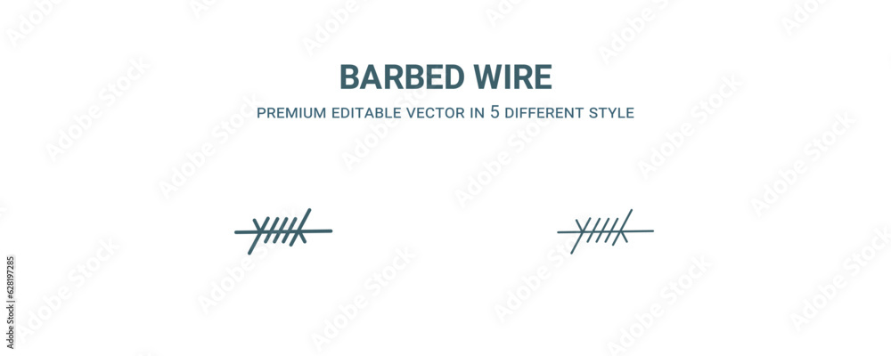 barbed wire icon. Filled and line barbed wire icon from military and war and  collection. Outline vector isolated on white background. Editable barbed wire symbol