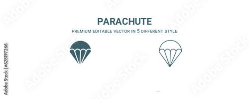 parachute icon. Filled and line parachute icon from military and war and  collection. Outline vector isolated on white background. Editable parachute symbol