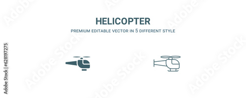 helicopter icon. Filled and line helicopter icon from military and war and collection. Outline vector isolated on white background. Editable helicopter symbol