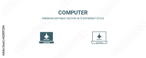 computer icon. Filled and line computer icon from military and war and  collection. Outline vector isolated on white background. Editable computer symbol