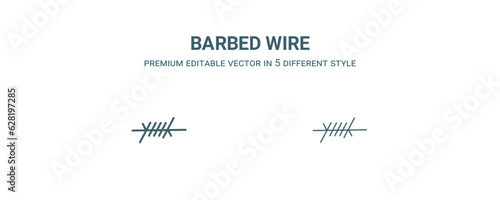 barbed wire icon. Filled and line barbed wire icon from military and war and  collection. Outline vector isolated on white background. Editable barbed wire symbol
