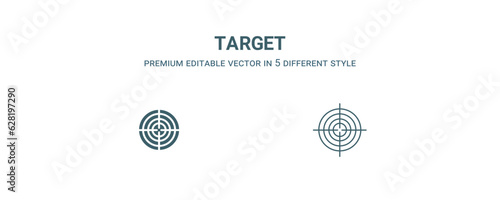 target icon. Filled and line target icon from military and war and  collection. Outline vector isolated on white background. Editable target symbol